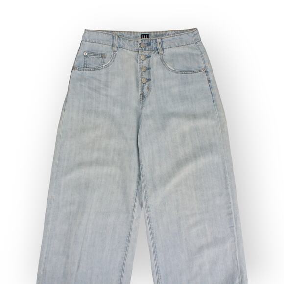 27R Gap Lightweight WideLeg Cotton~LINEN~Lyocell LightIndigo Denim 32"Inseam - Picture 5 of 9